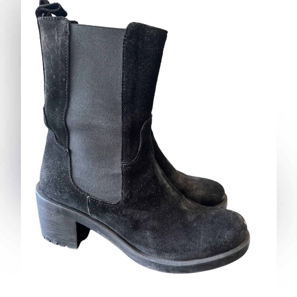 Emanuele Crasto Black Suede Italian Leather Chelsea Boots Size 8